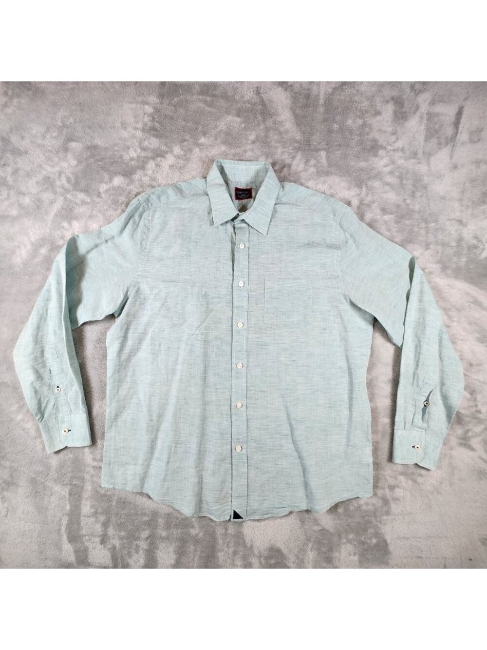 Untuckit Cotton Linen Button Shirt Large Green Breathable Coastal Nautical Prepp